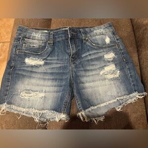 Dollhouse Blue Jean Shorts Distressed Frayed Hem size 7